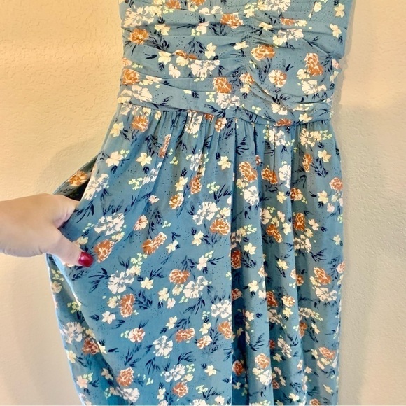 BOG Collective Jumpsuit Small Sleeveless Ocean Blue Boho Floral Cotton - Picture 3 of 16